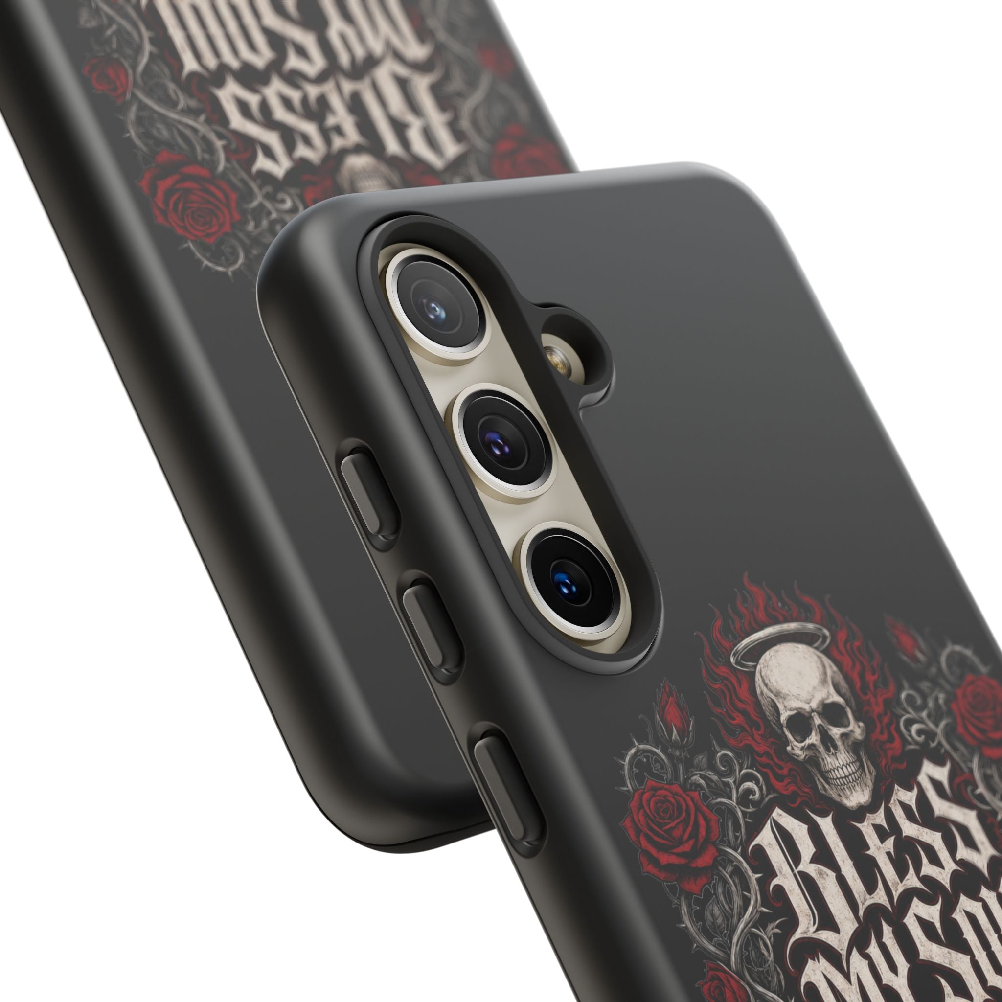 Bless My Soul Rock and Roll Phone Case — Gothic Skull & Roses Tough Case