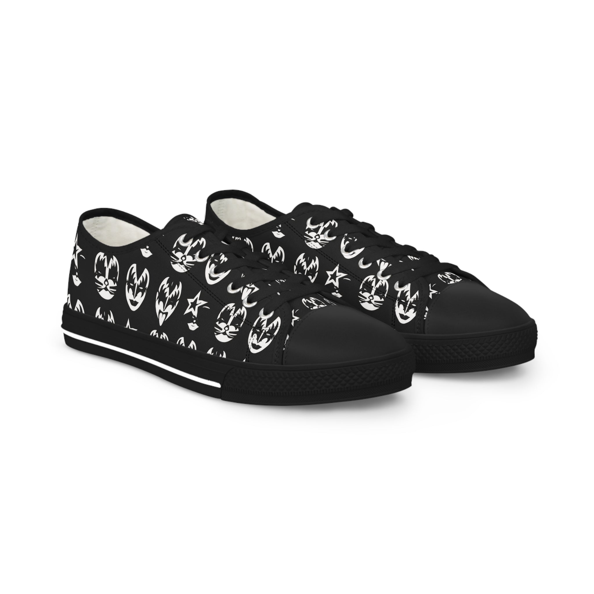 Kiss tribute Pattern Men's Low Top Sneakers — Black Rock Skate Shoes