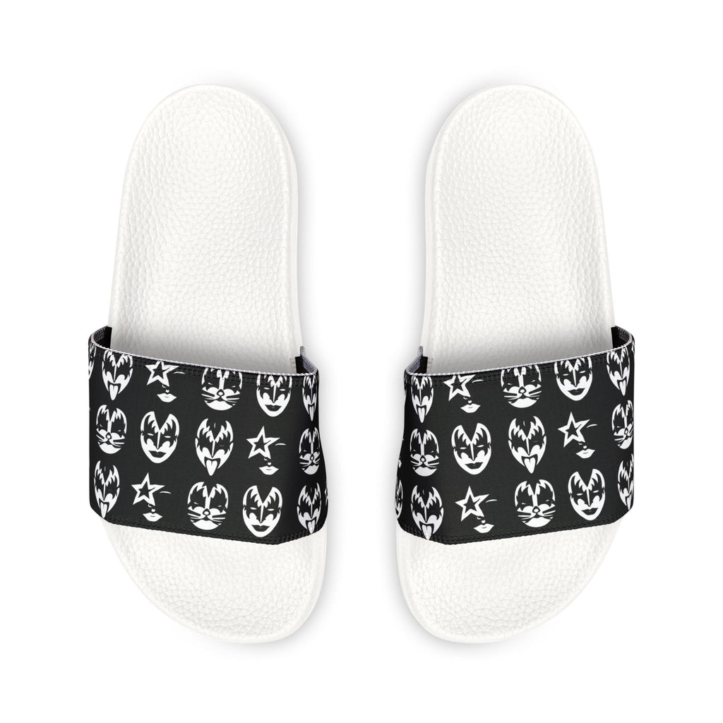 Men's Removable-Strap Sandals — Kiss tribute Black Skull Pattern Slide Sandals