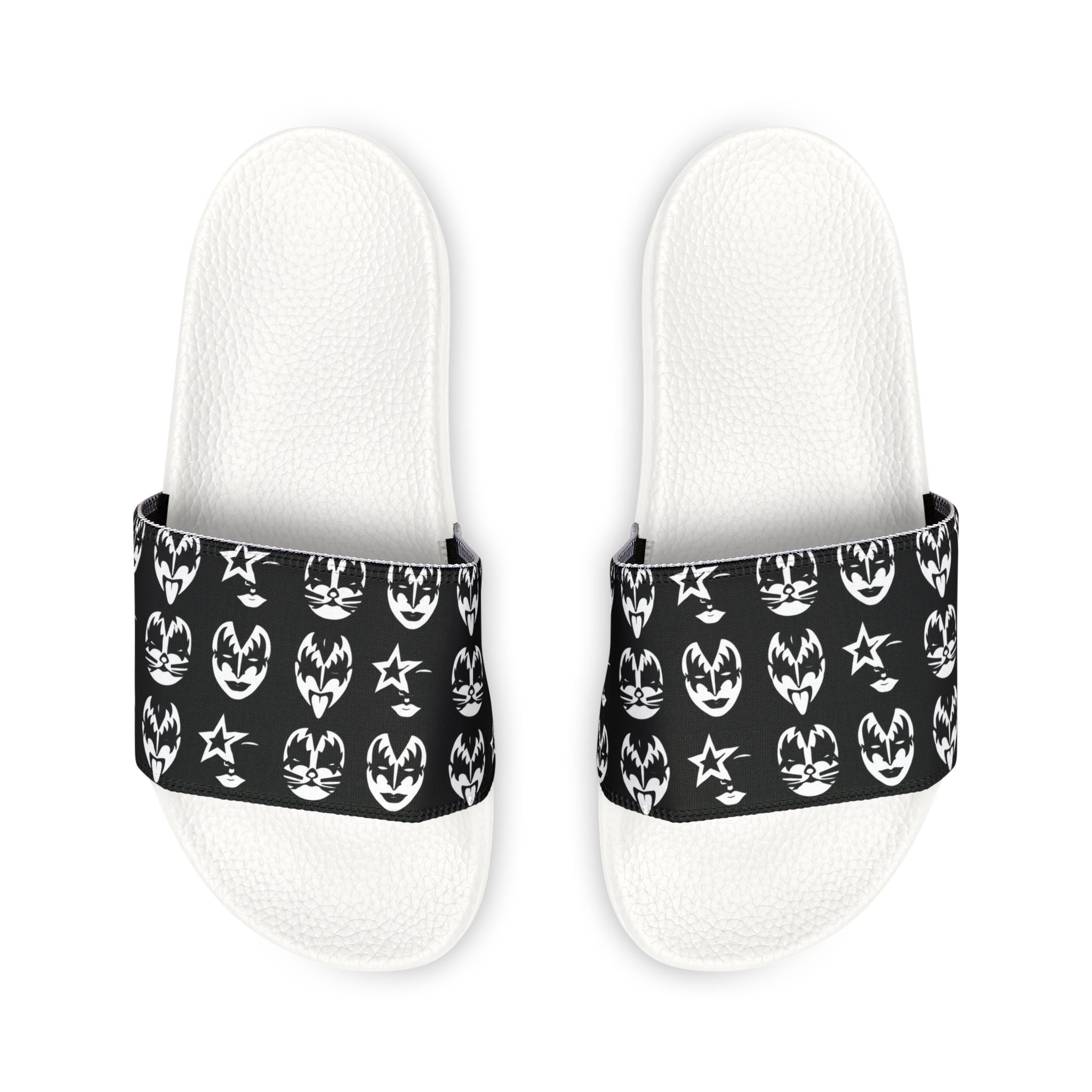 Men's Removable-Strap Sandals — Kiss tribute Black Skull Pattern Slide Sandals