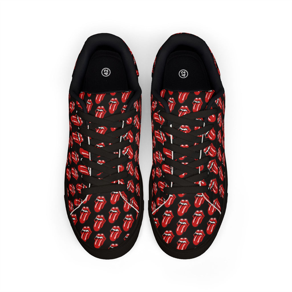 PU Leather Sneakers — Rolling Stones symbols Low-Top Shoes