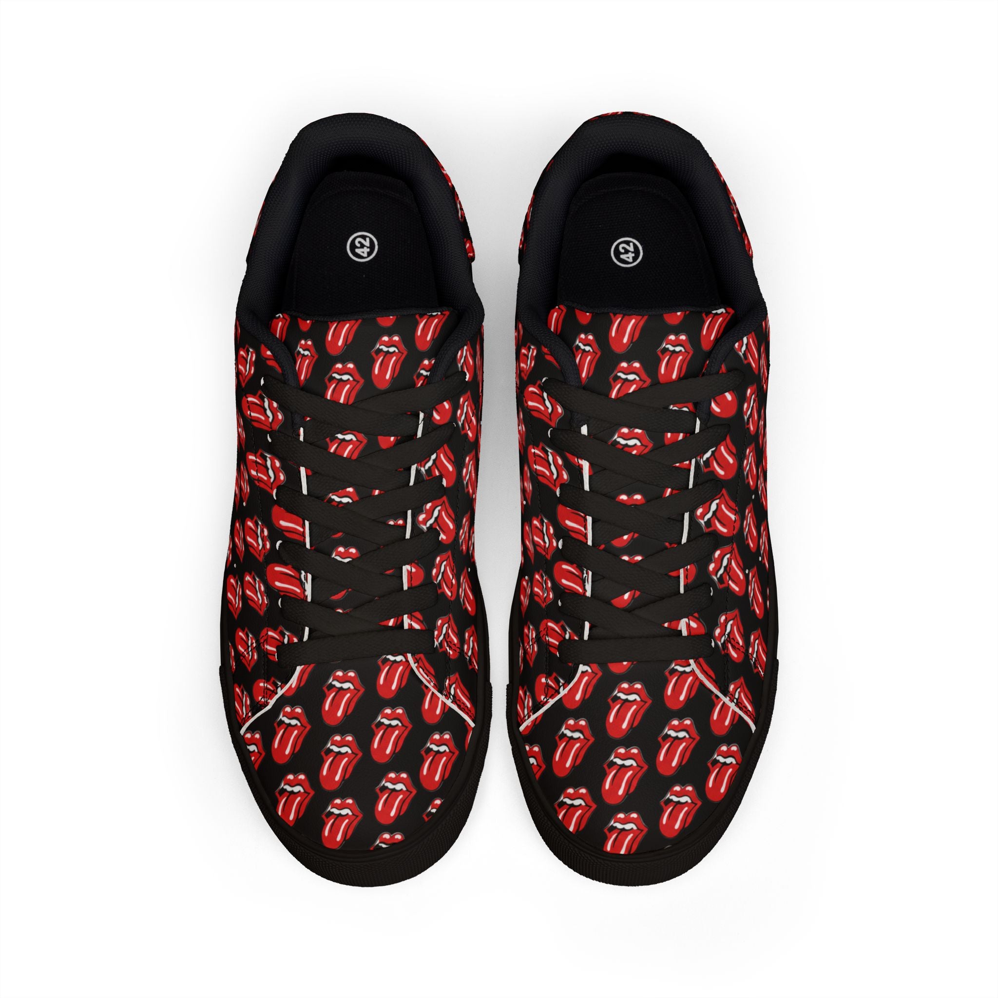 PU Leather Sneakers — Rolling Stones symbols Low-Top Shoes