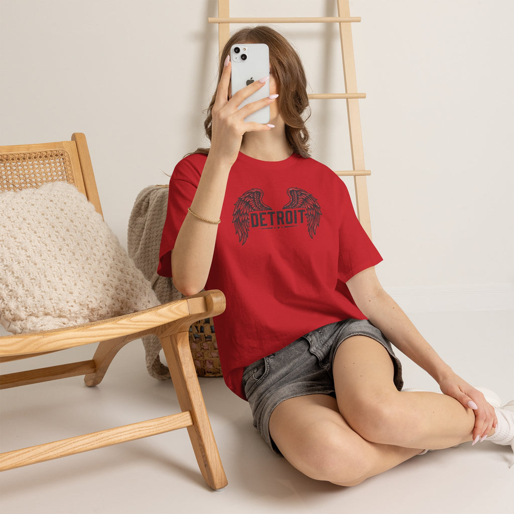Unisex Heavy Cotton Tee - DETROIT WINGED, black