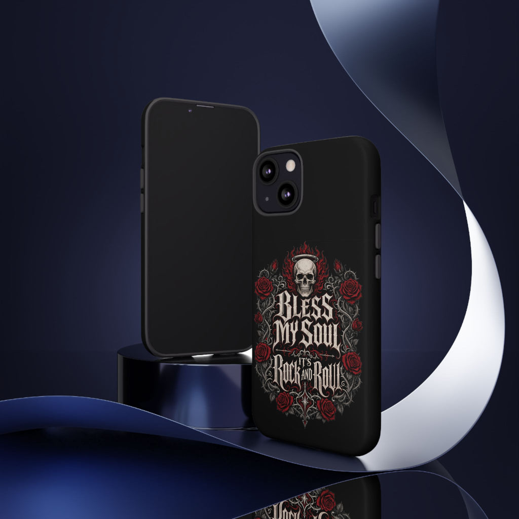 Bless My Soul Rock and Roll Phone Case — Gothic Skull & Roses Tough Case