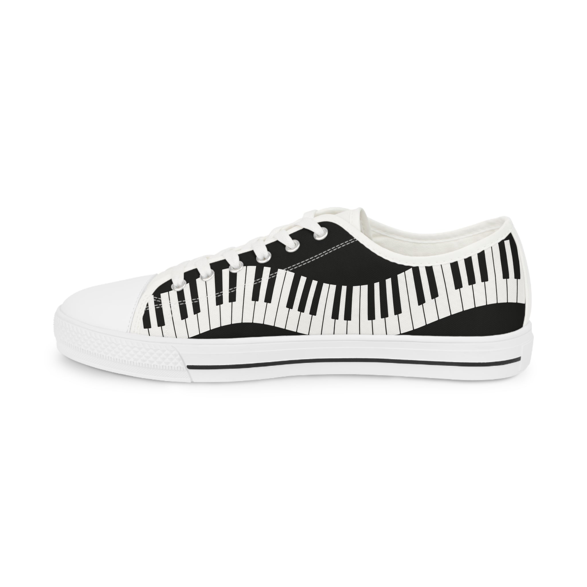 Piano Keys Men’s Low Top Sneakers — Black & White Musical Canvas Shoes