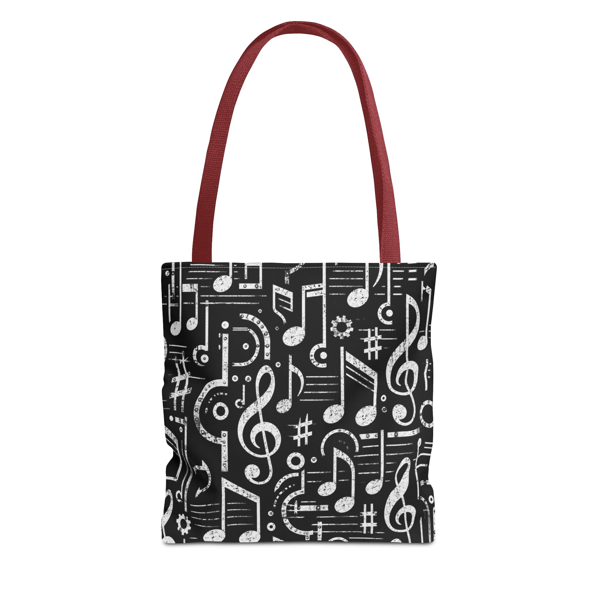 Musical Notes Pattern Tote Bag – Black & White Music Lover AOP Tote