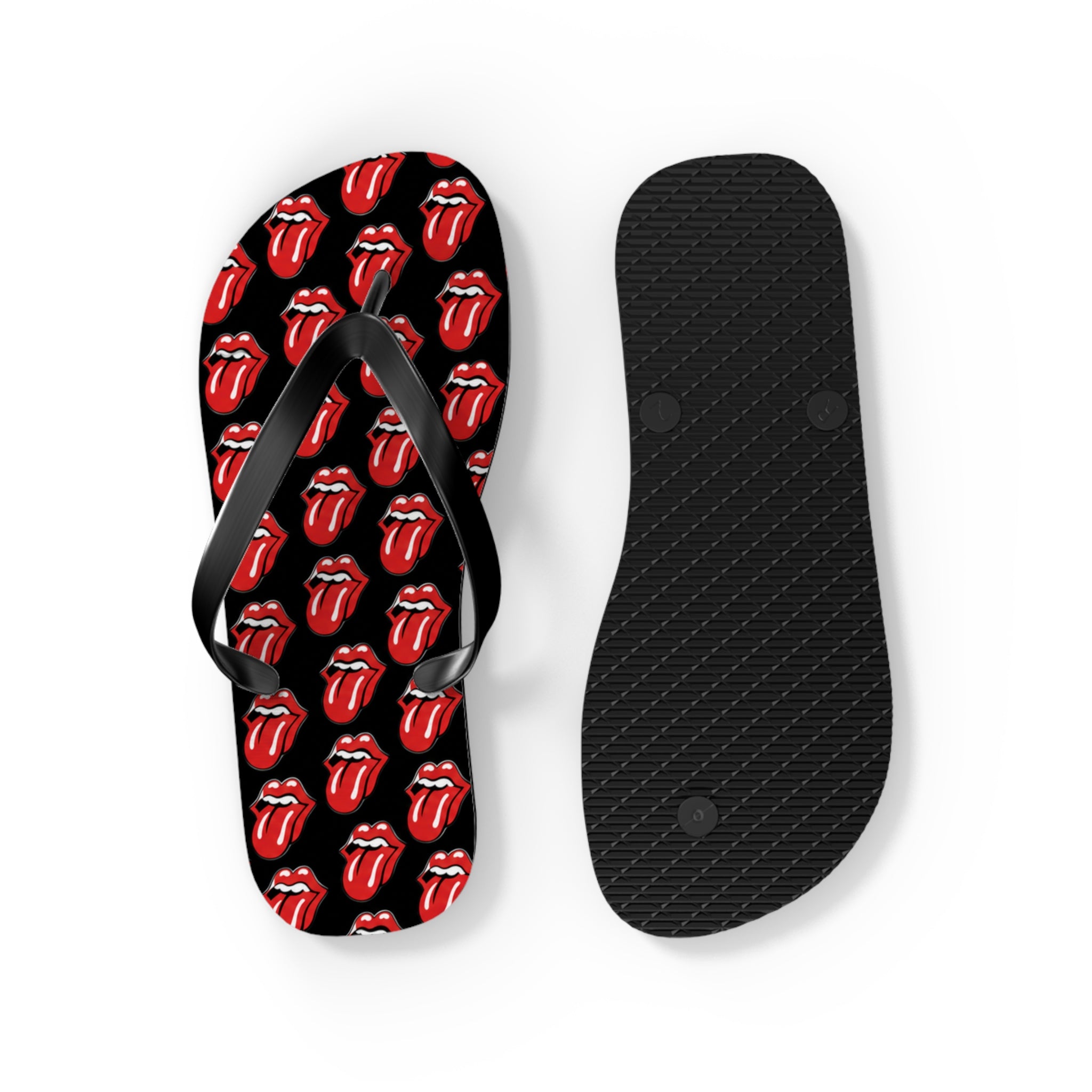 Rolling Stones Flip Flops — Black, Red & White Rock Star Beach Sandals