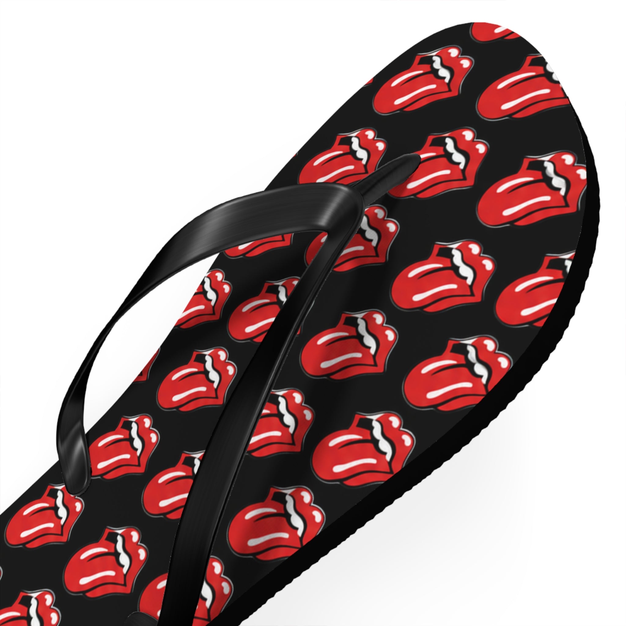 Rolling Stones Flip Flops — Black, Red & White Rock Star Beach Sandals