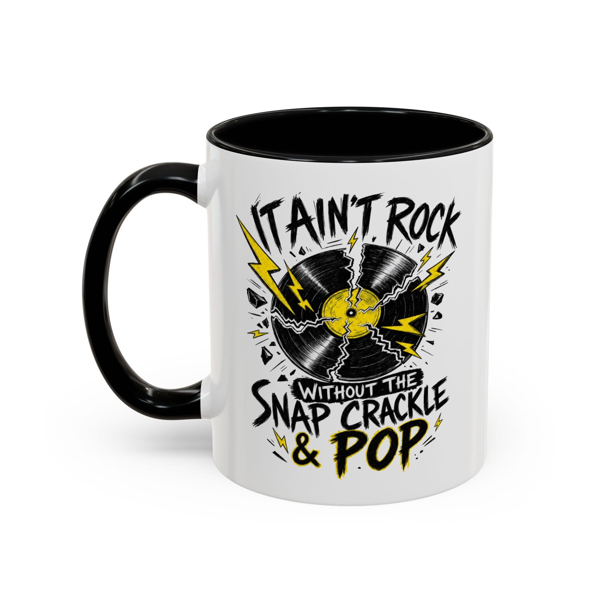 Coffee Mug — "It Ain't Rock Without the Snap Crackle & Pop" Retro Vinyl Accent Mug