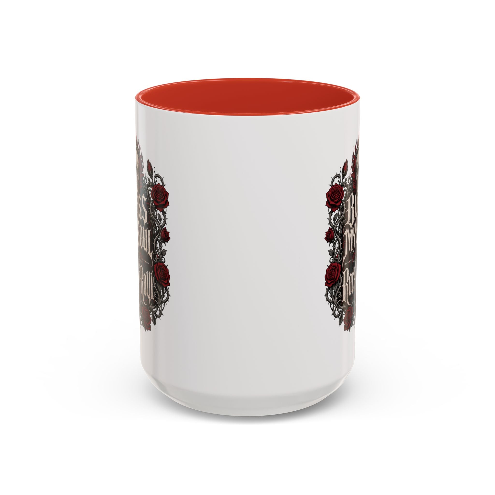 Rock & Roll Coffee Mug — "Bless My Soul" Skull & Roses Accent Mug