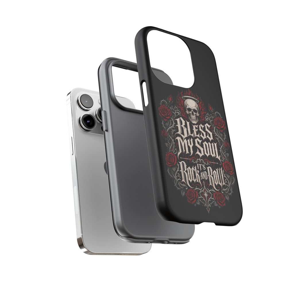 Bless My Soul Rock and Roll Phone Case — Gothic Skull & Roses Tough Case