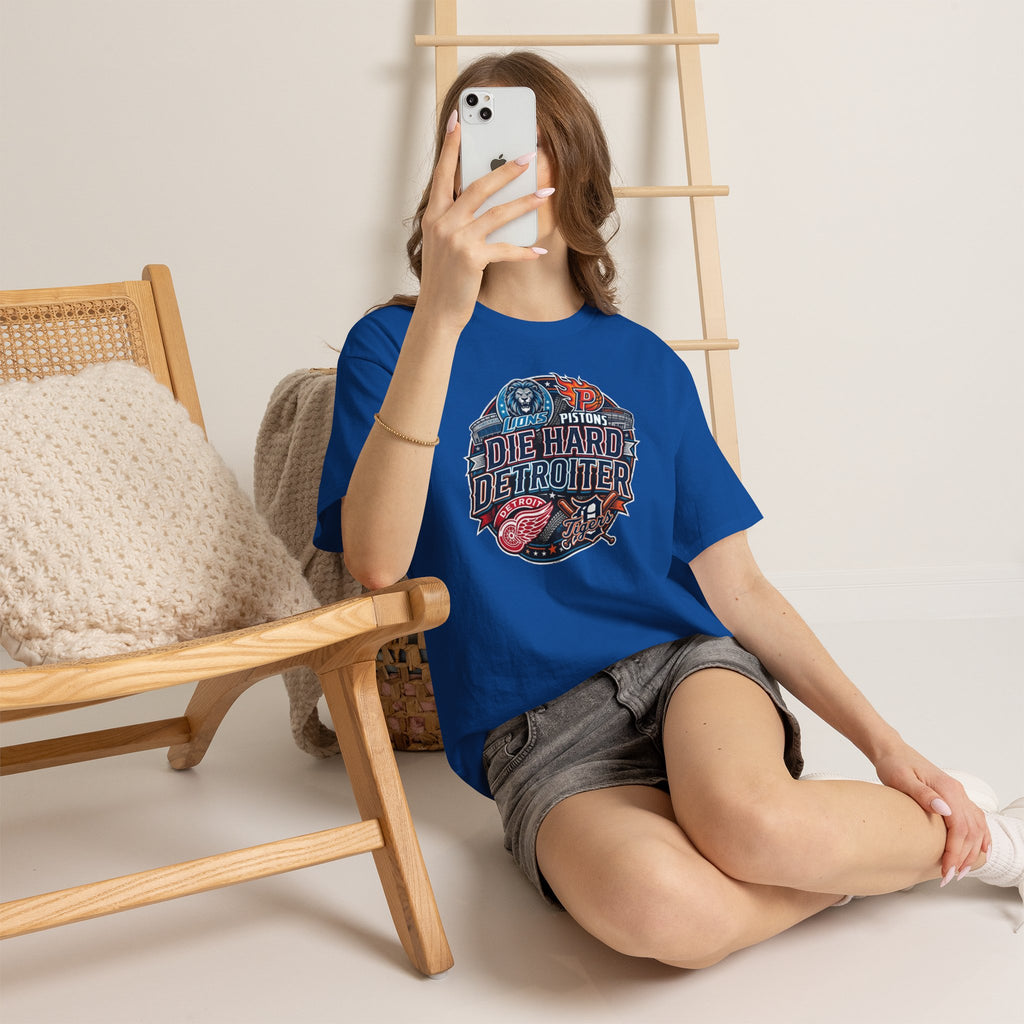 Unisex Heavy Cotton Tee DIE HARD DETROITER, sports style 1