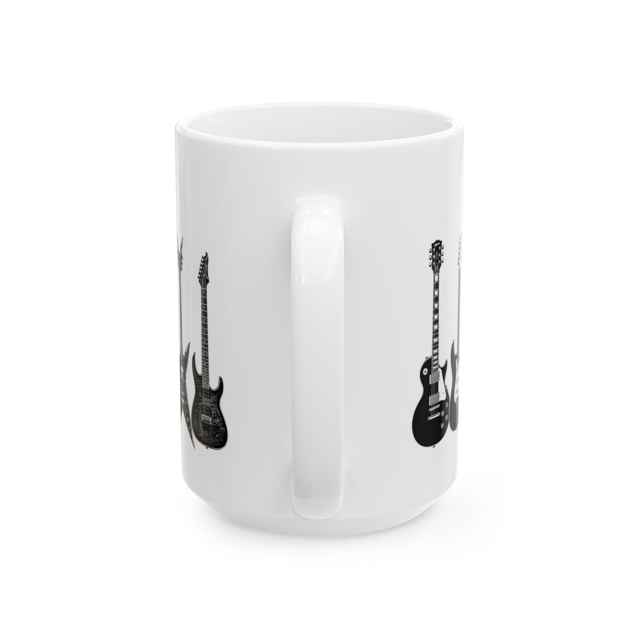 Electric Guitar Silhouette Ceramic Mug — Rock Music Coffee Cup (11oz, 15oz)