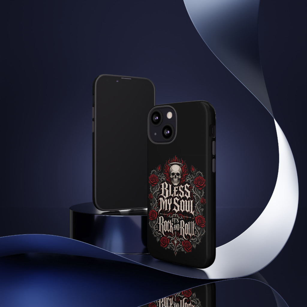 Bless My Soul Rock and Roll Phone Case — Gothic Skull & Roses Tough Case