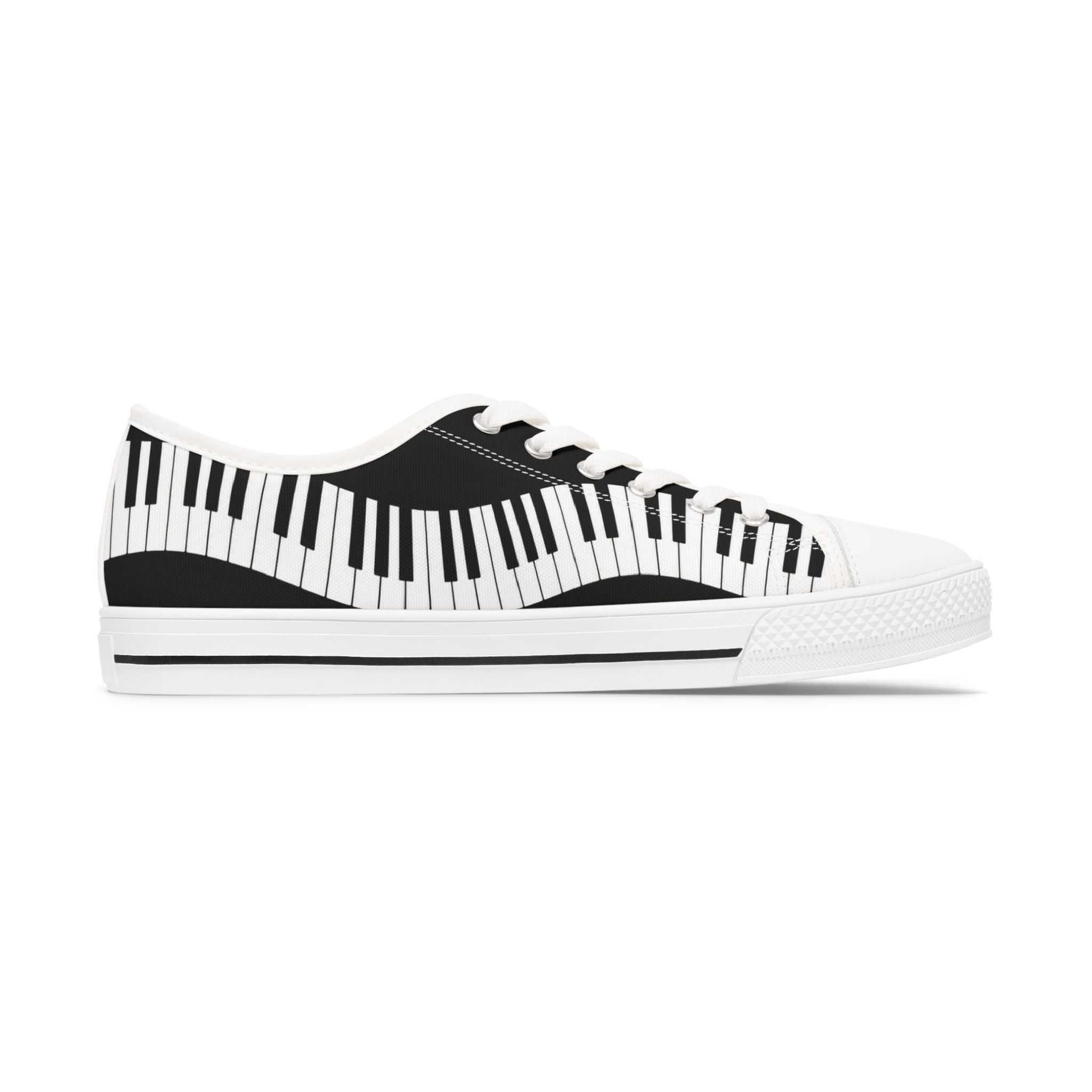 L Piano Keys Low Top Sneakers — Women's Music Lover Canvas Shoes