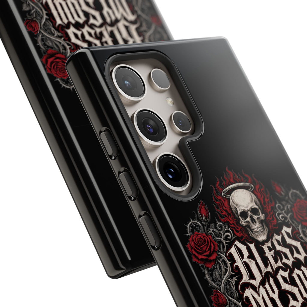Bless My Soul Rock and Roll Phone Case — Gothic Skull & Roses Tough Case