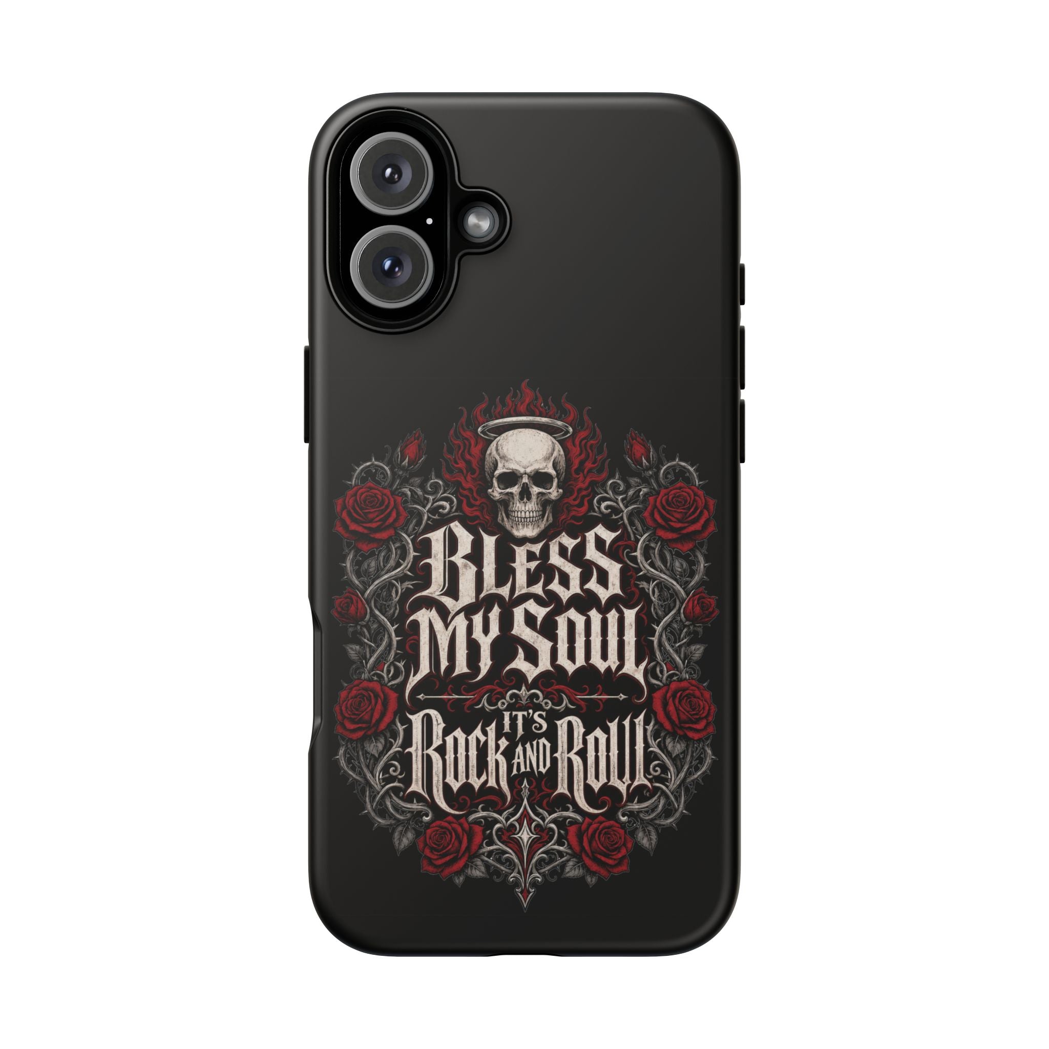 Bless My Soul Rock and Roll Phone Case — Gothic Skull & Roses Tough Case