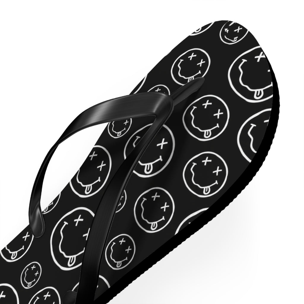 Nirvana Flip Flops — Black, Black & White Rock Star Beach Sandals