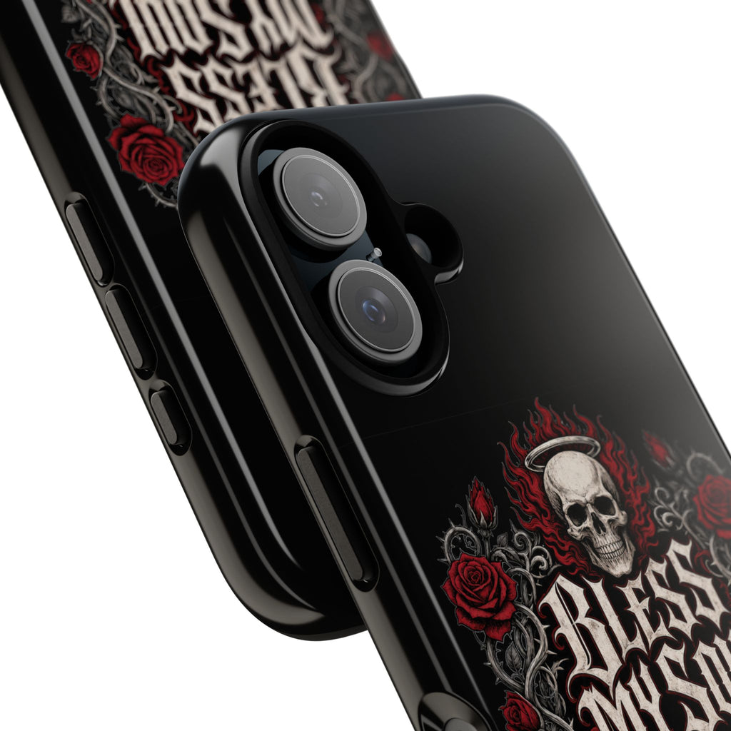 Bless My Soul Rock and Roll Phone Case — Gothic Skull & Roses Tough Case