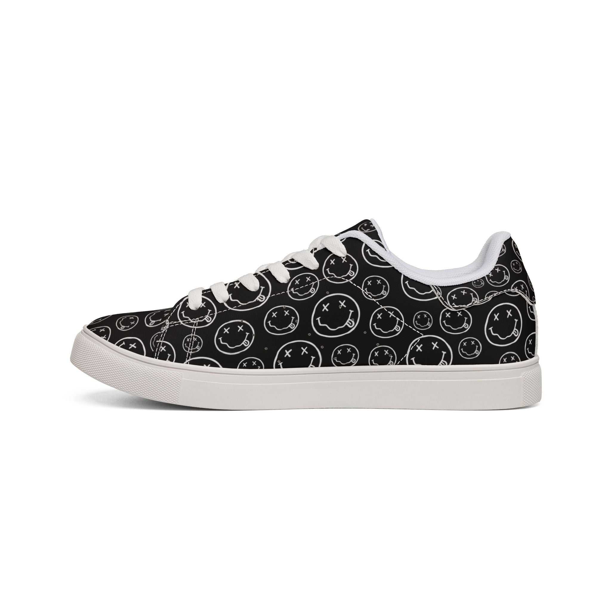 Copy of PU Leather Sneakers — Nirvana symbols Low-Top Shoes