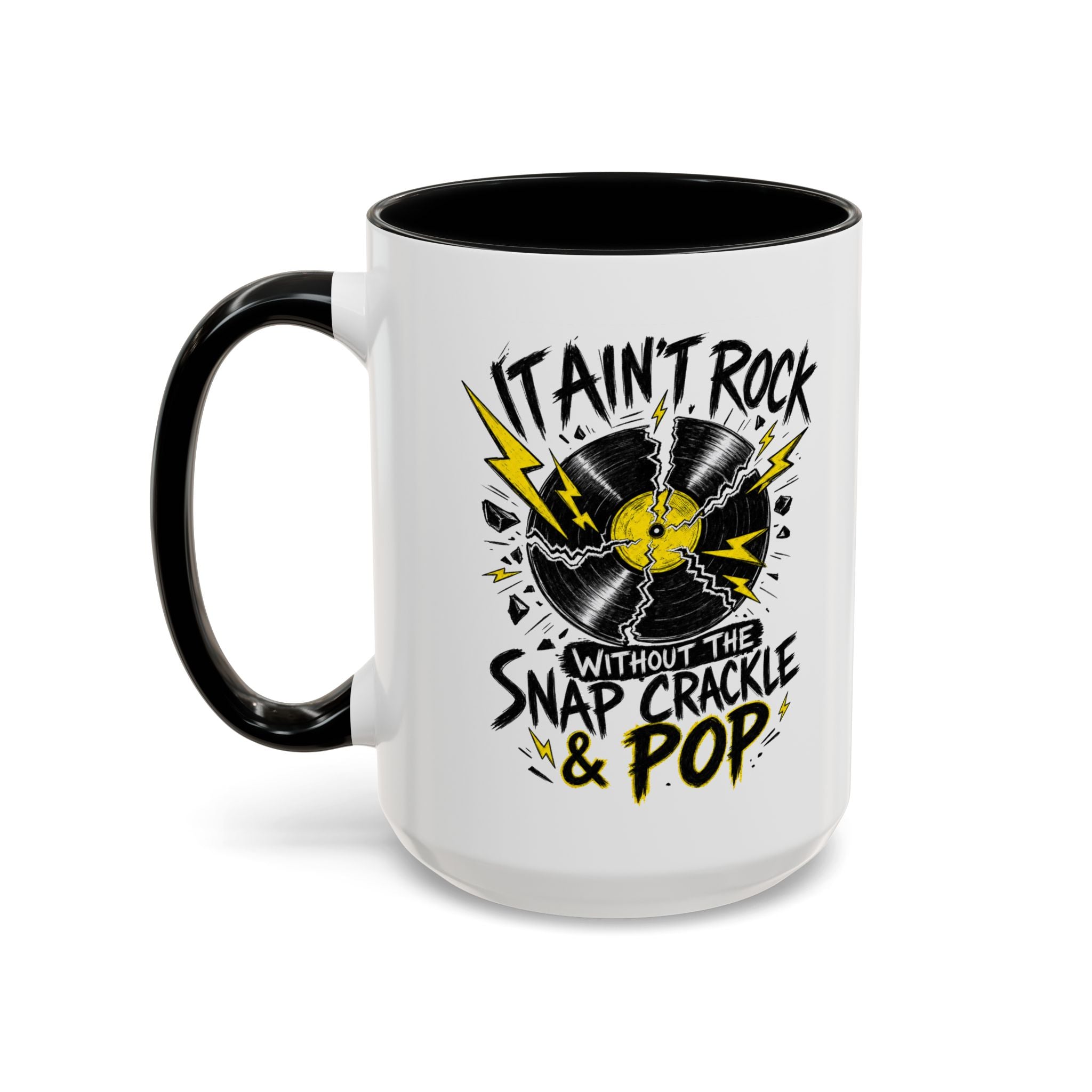 Coffee Mug — "It Ain't Rock Without the Snap Crackle & Pop" Retro Vinyl Accent Mug
