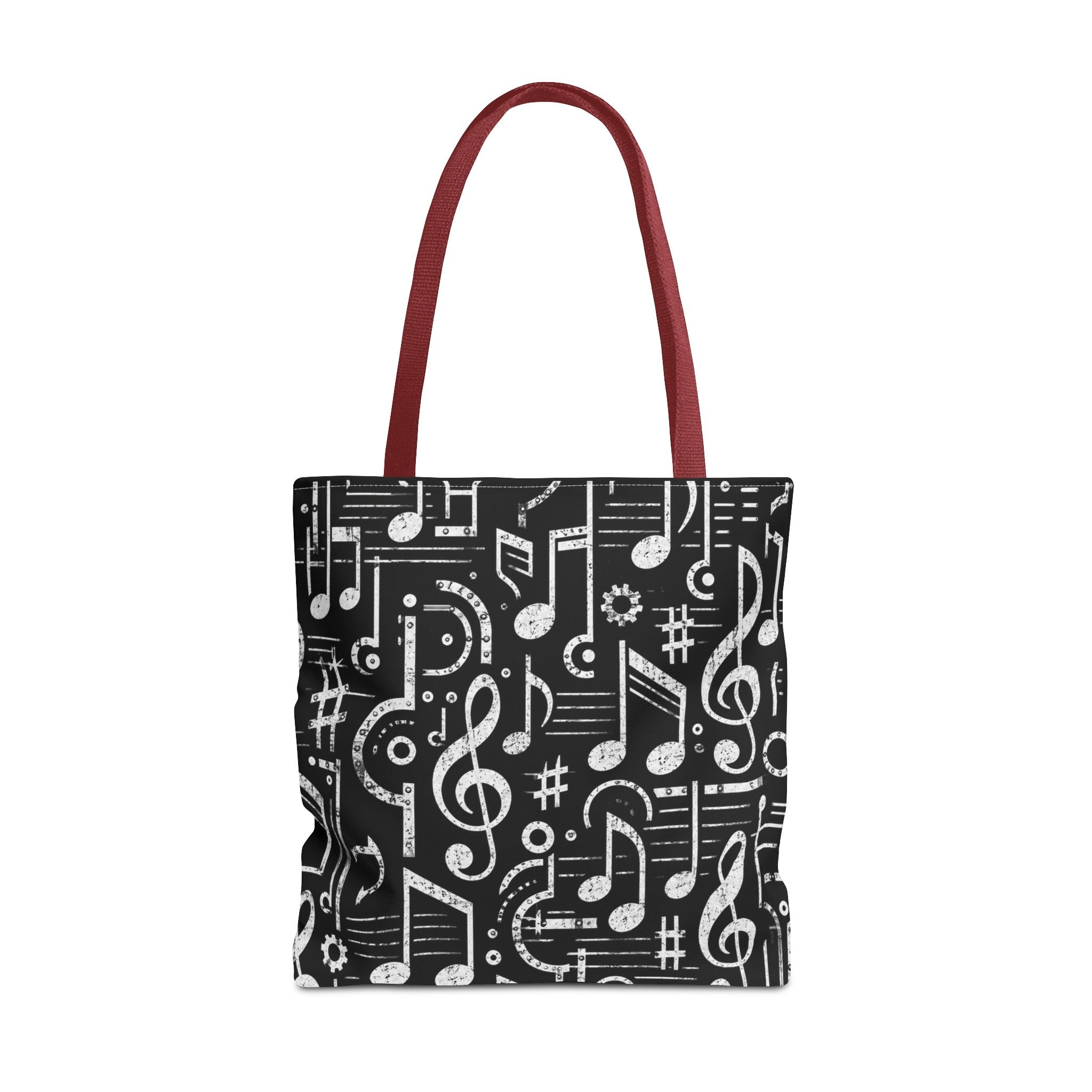 Musical Notes Pattern Tote Bag – Black & White Music Lover AOP Tote