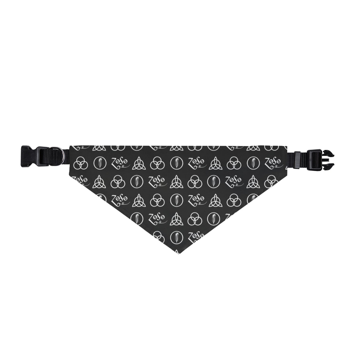 Clip-On Pet Bandana — Black Patterned Led Zeppelin Collar Scarf for Dogs & Cats