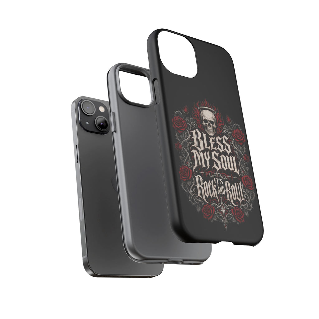 Bless My Soul Rock and Roll Phone Case — Gothic Skull & Roses Tough Case