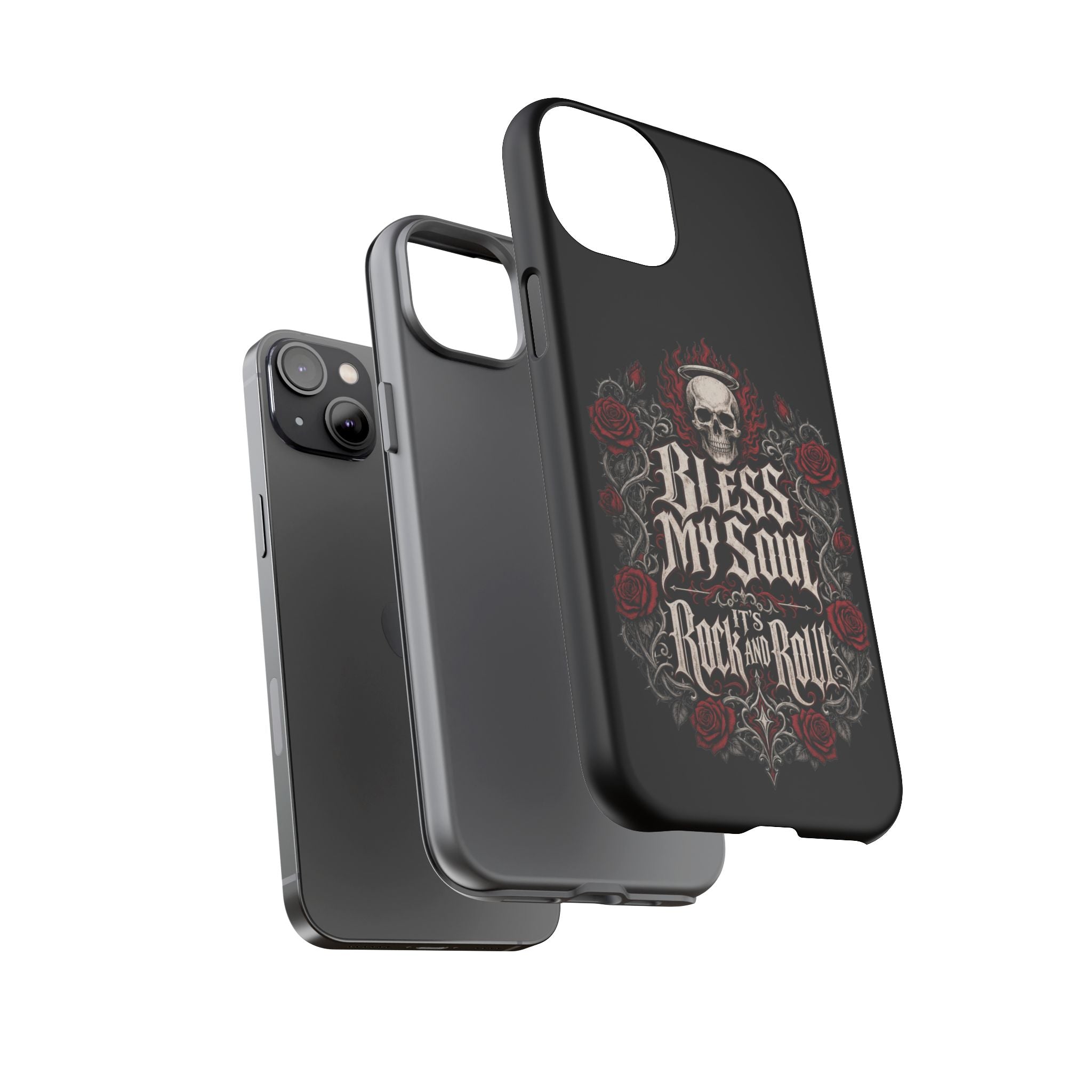 Bless My Soul Rock and Roll Phone Case — Gothic Skull & Roses Tough Case