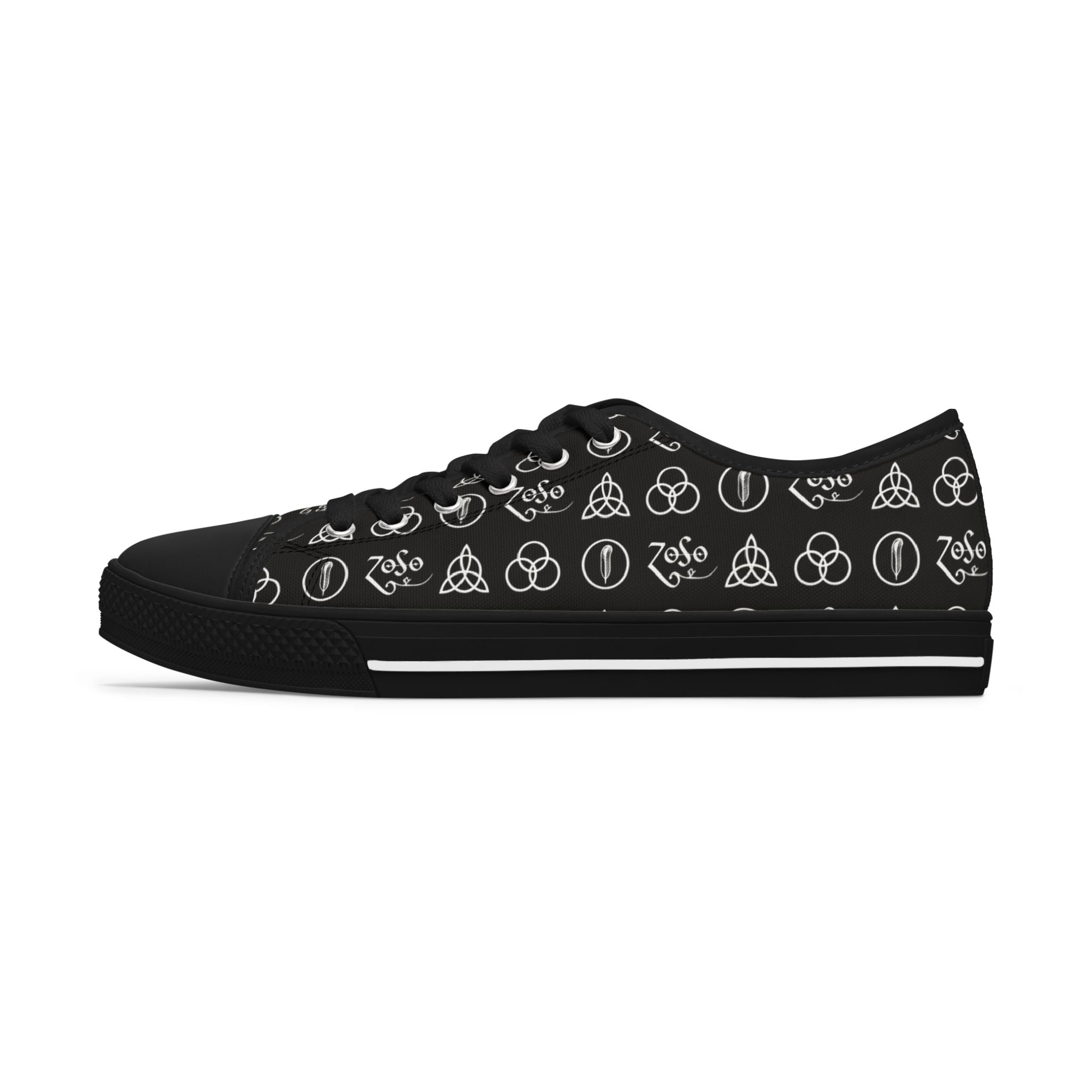 Women's Low Top Sneakers —Led Zeppelin Pattern Casual Canvas Shoes