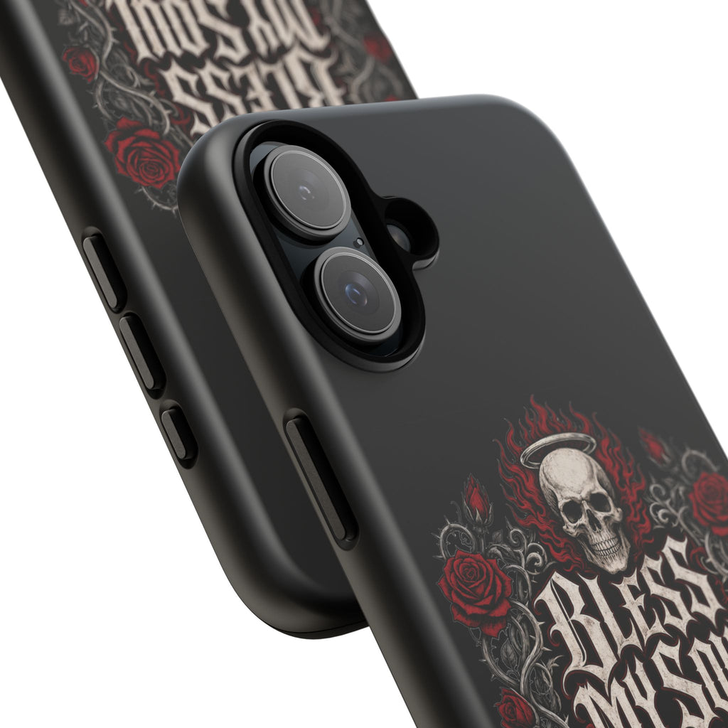 Bless My Soul Rock and Roll Phone Case — Gothic Skull & Roses Tough Case