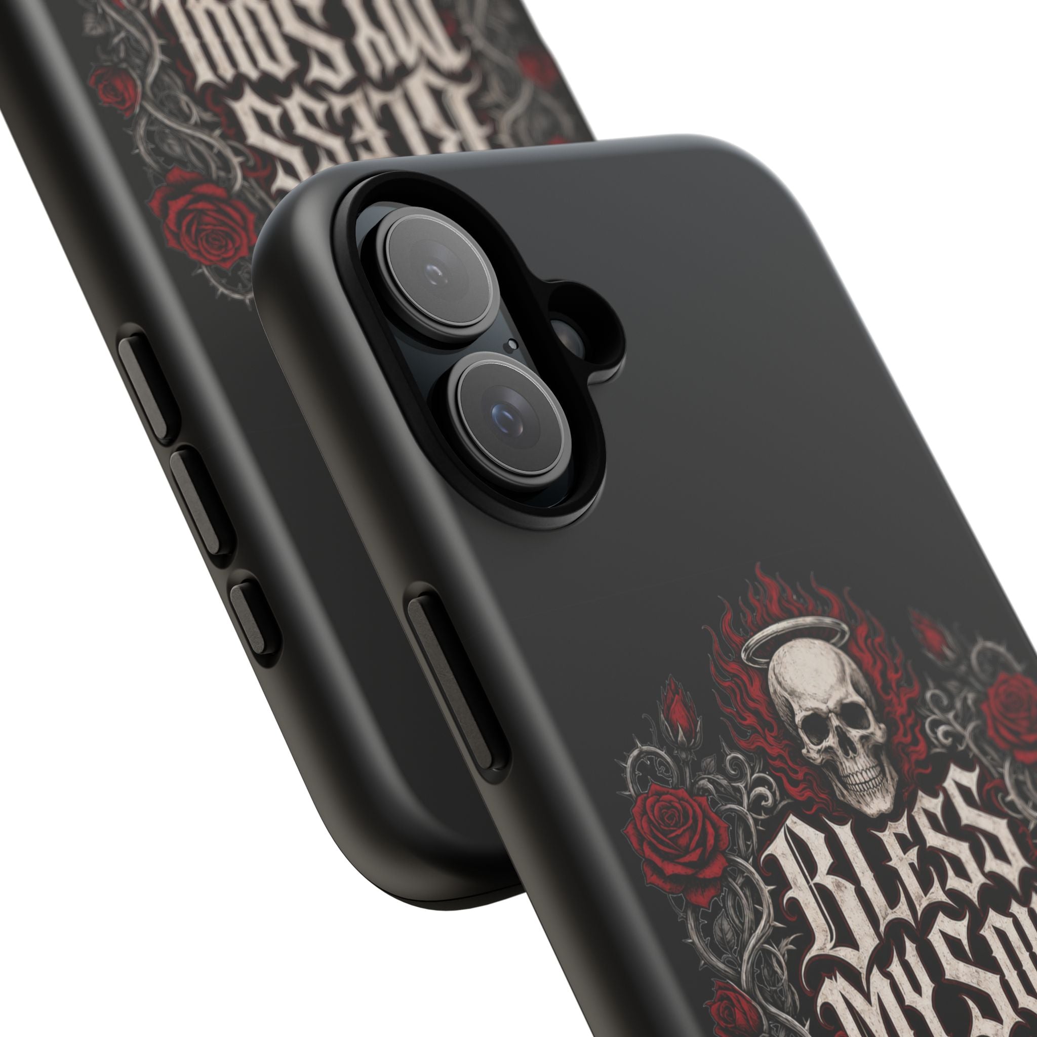 Bless My Soul Rock and Roll Phone Case — Gothic Skull & Roses Tough Case