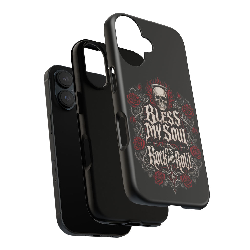 Bless My Soul Rock and Roll Phone Case — Gothic Skull & Roses Tough Case