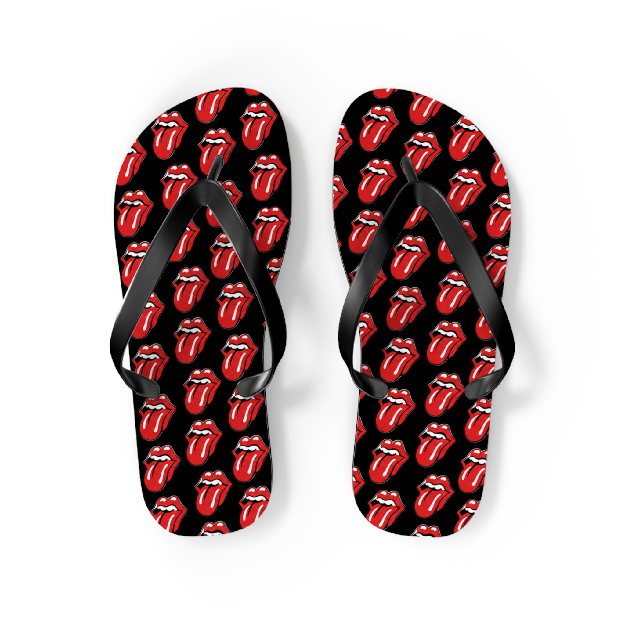 Rolling Stones Flip Flops — Black, Red & White Rock Star Beach Sandals