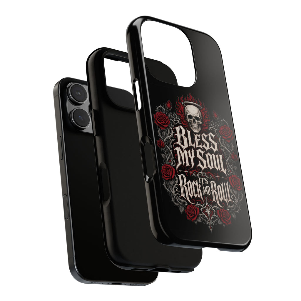 Bless My Soul Rock and Roll Phone Case — Gothic Skull & Roses Tough Case