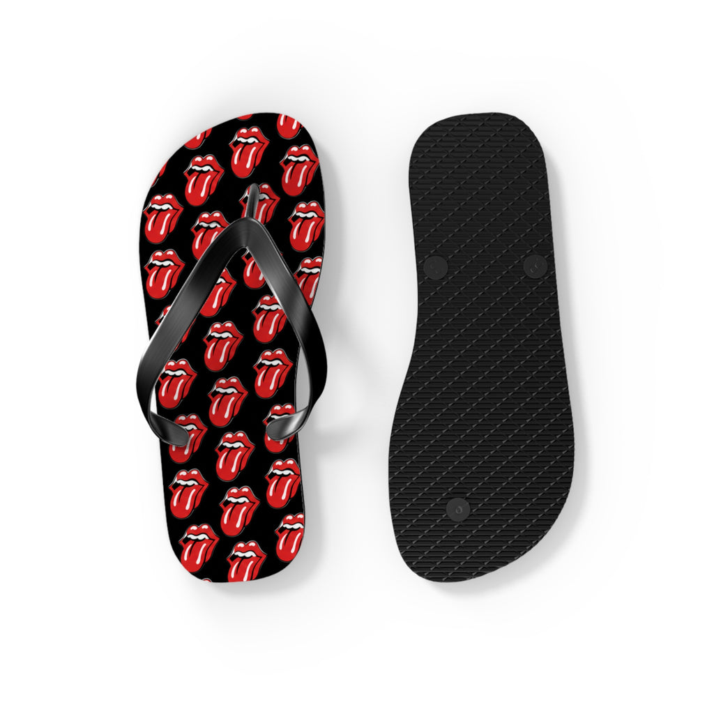 Rolling Stones Flip Flops — Black, Red & White Rock Star Beach Sandals