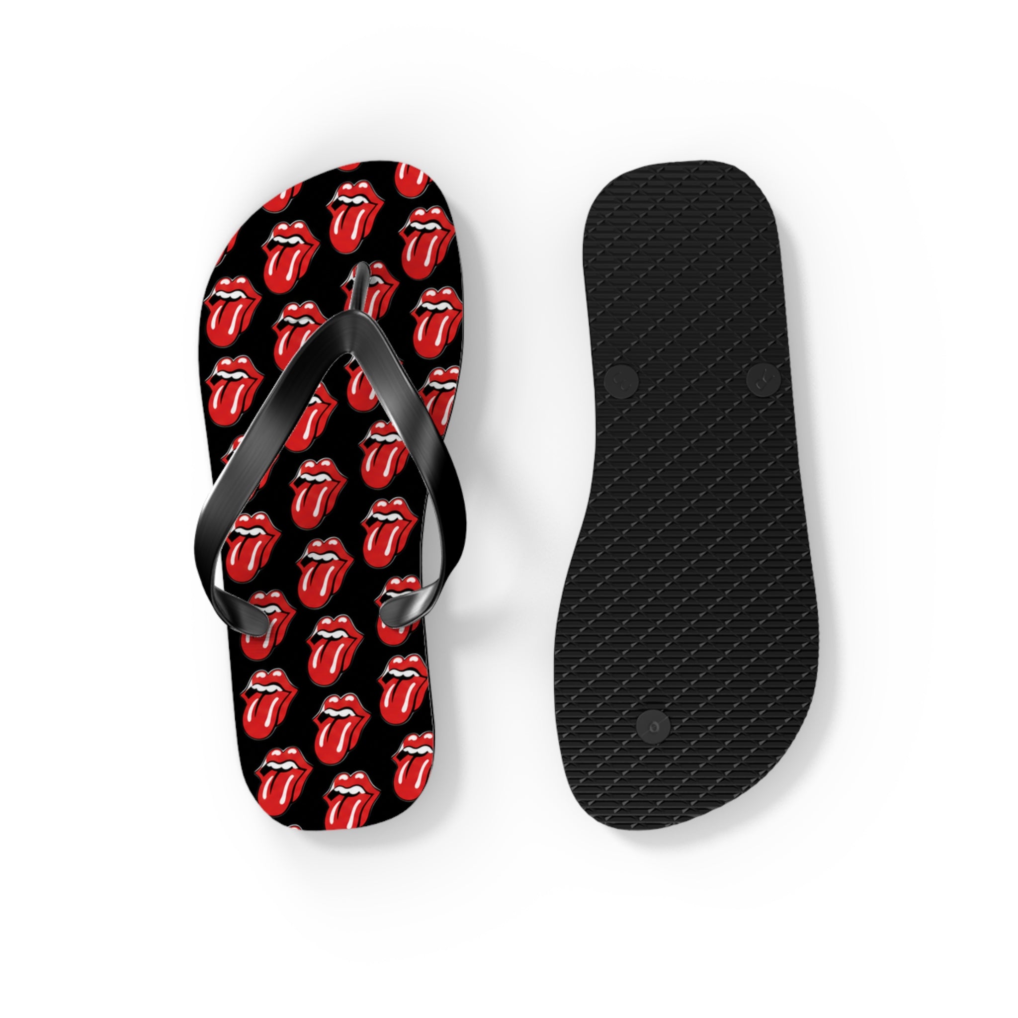 Rolling Stones Flip Flops — Black, Red & White Rock Star Beach Sandals