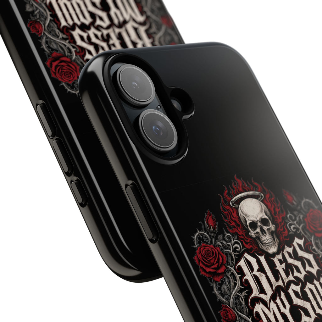 Bless My Soul Rock and Roll Phone Case — Gothic Skull & Roses Tough Case