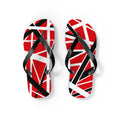 EVH Van Halen Tribute bold Flip Flops — Red Black Geometric Abstract Stripe Summer Sandals