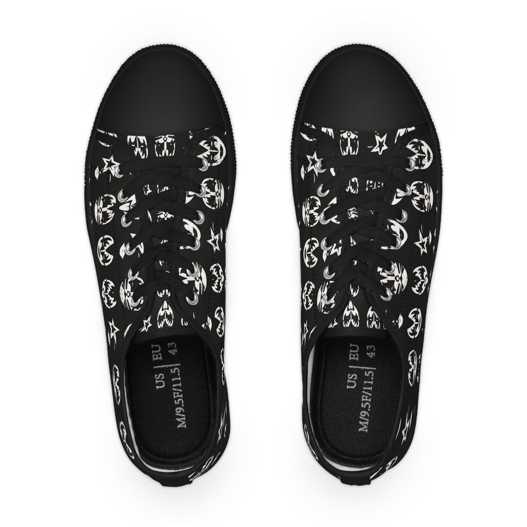 Kiss tribute Pattern Men's Low Top Sneakers — Black Rock Skate Shoes