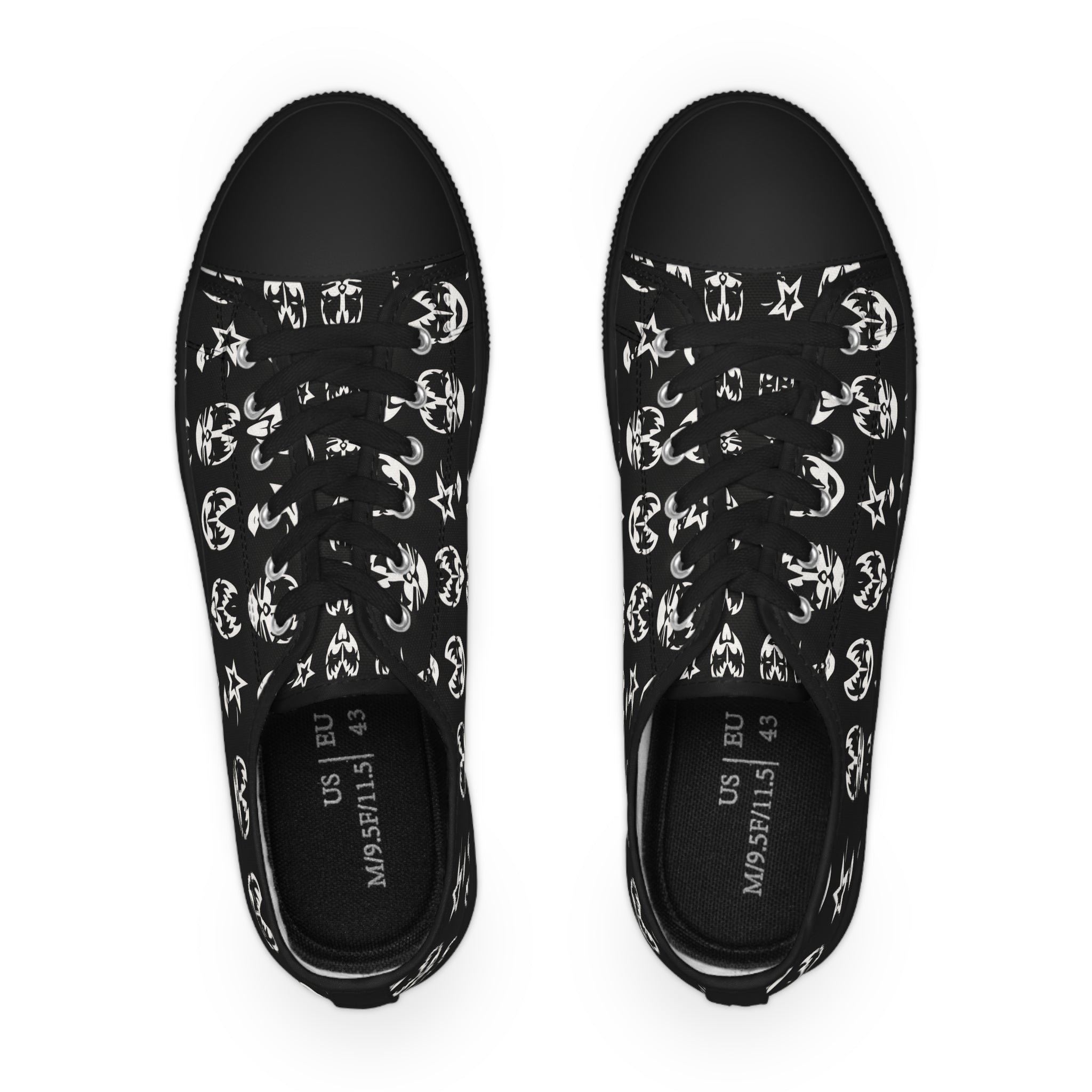 Kiss tribute Pattern Men's Low Top Sneakers — Black Rock Skate Shoes