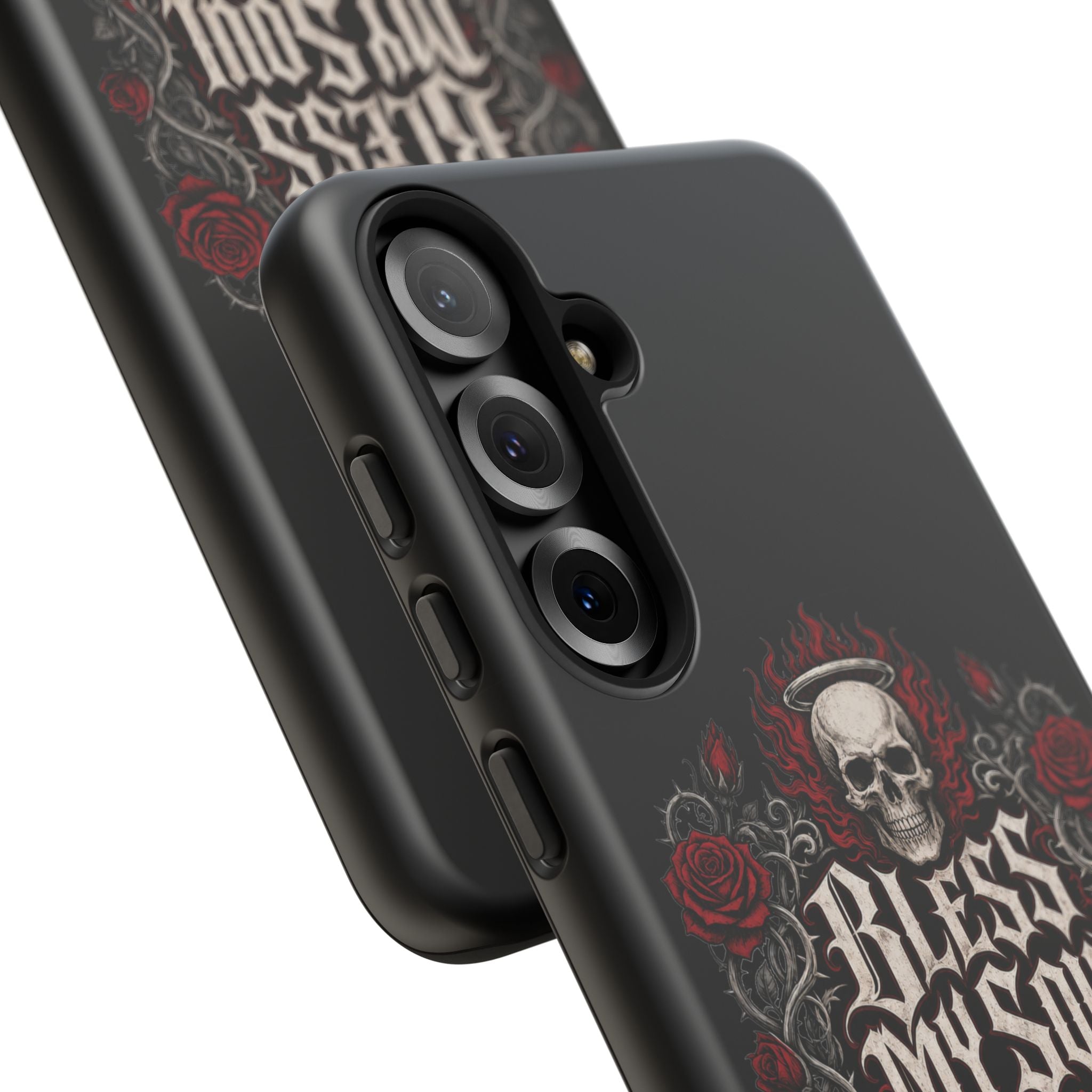 Bless My Soul Rock and Roll Phone Case — Gothic Skull & Roses Tough Case