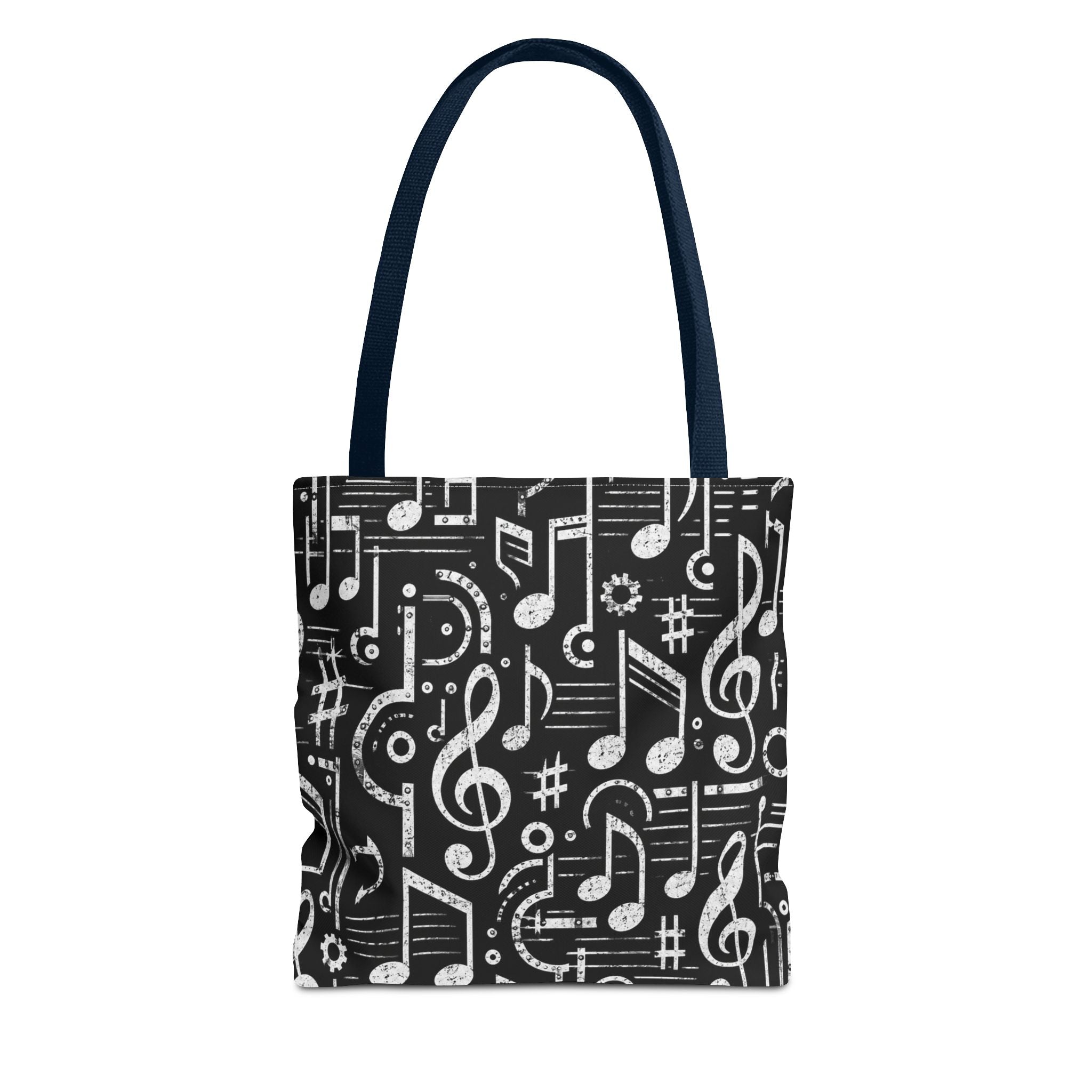 Musical Notes Pattern Tote Bag – Black & White Music Lover AOP Tote