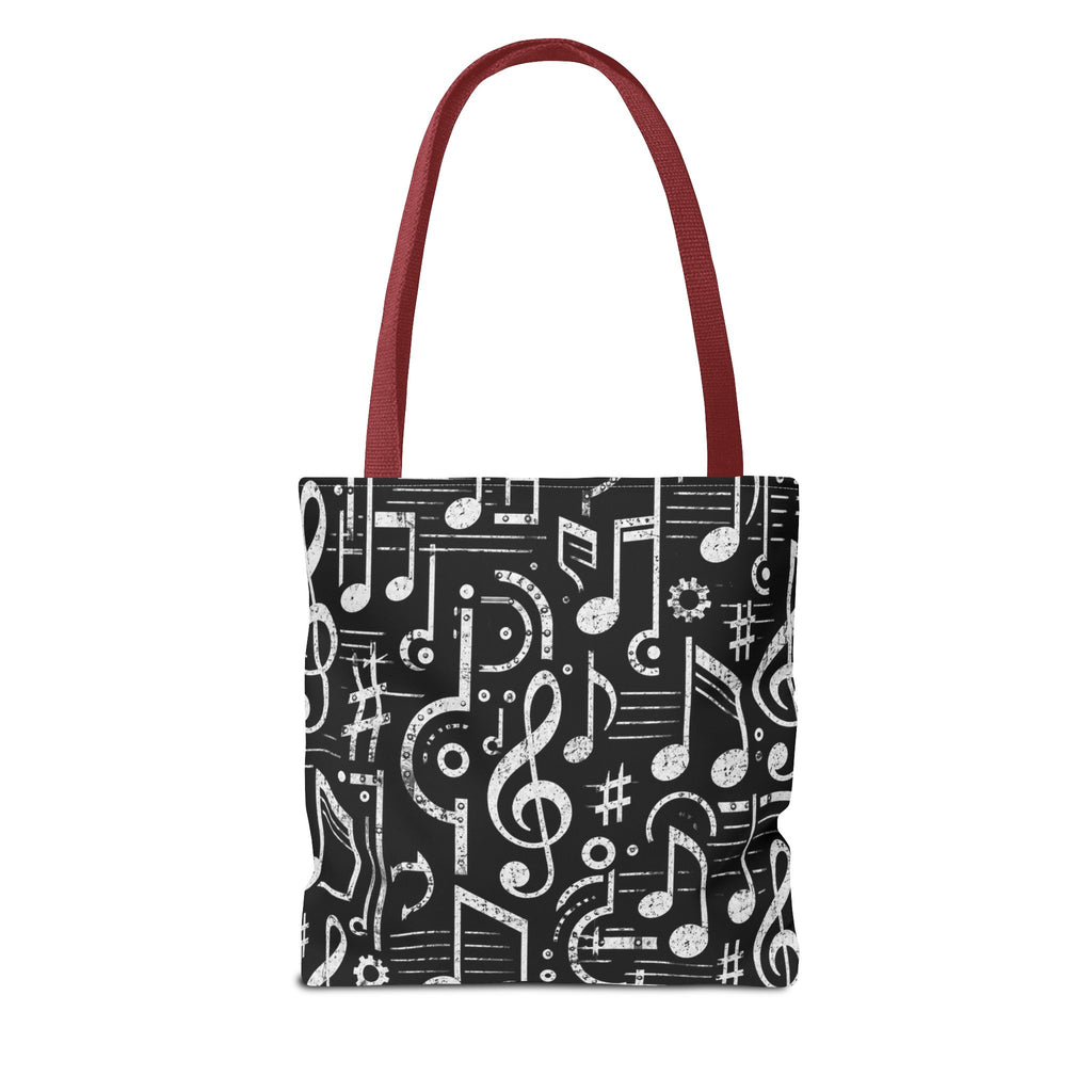 Musical Notes Pattern Tote Bag – Black & White Music Lover AOP Tote
