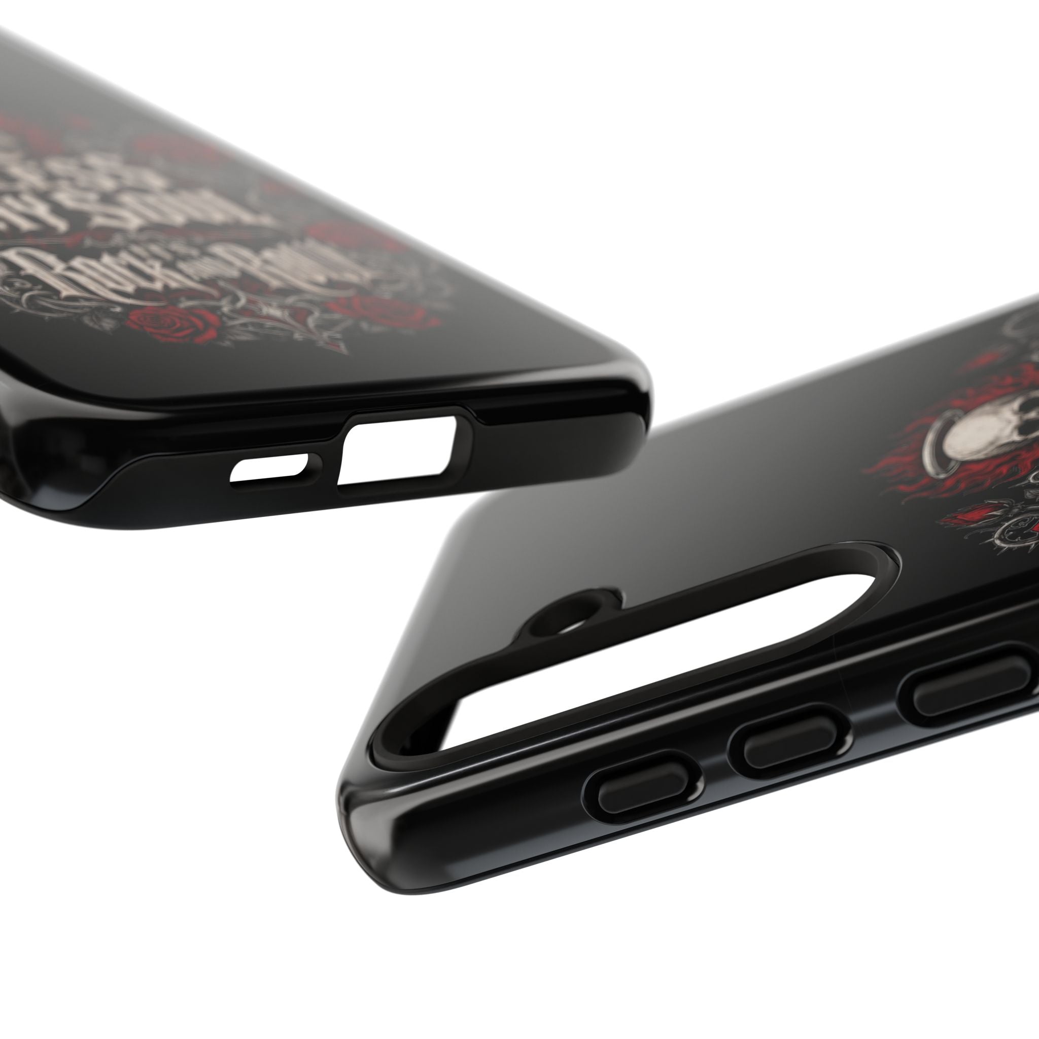 Bless My Soul Rock and Roll Phone Case — Gothic Skull & Roses Tough Case