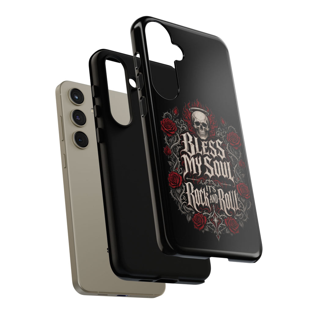Bless My Soul Rock and Roll Phone Case — Gothic Skull & Roses Tough Case