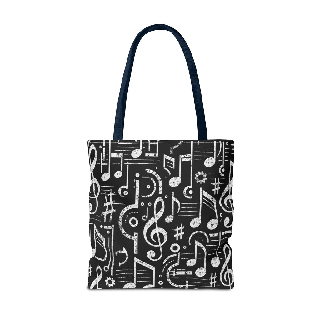 Musical Notes Pattern Tote Bag – Black & White Music Lover AOP Tote