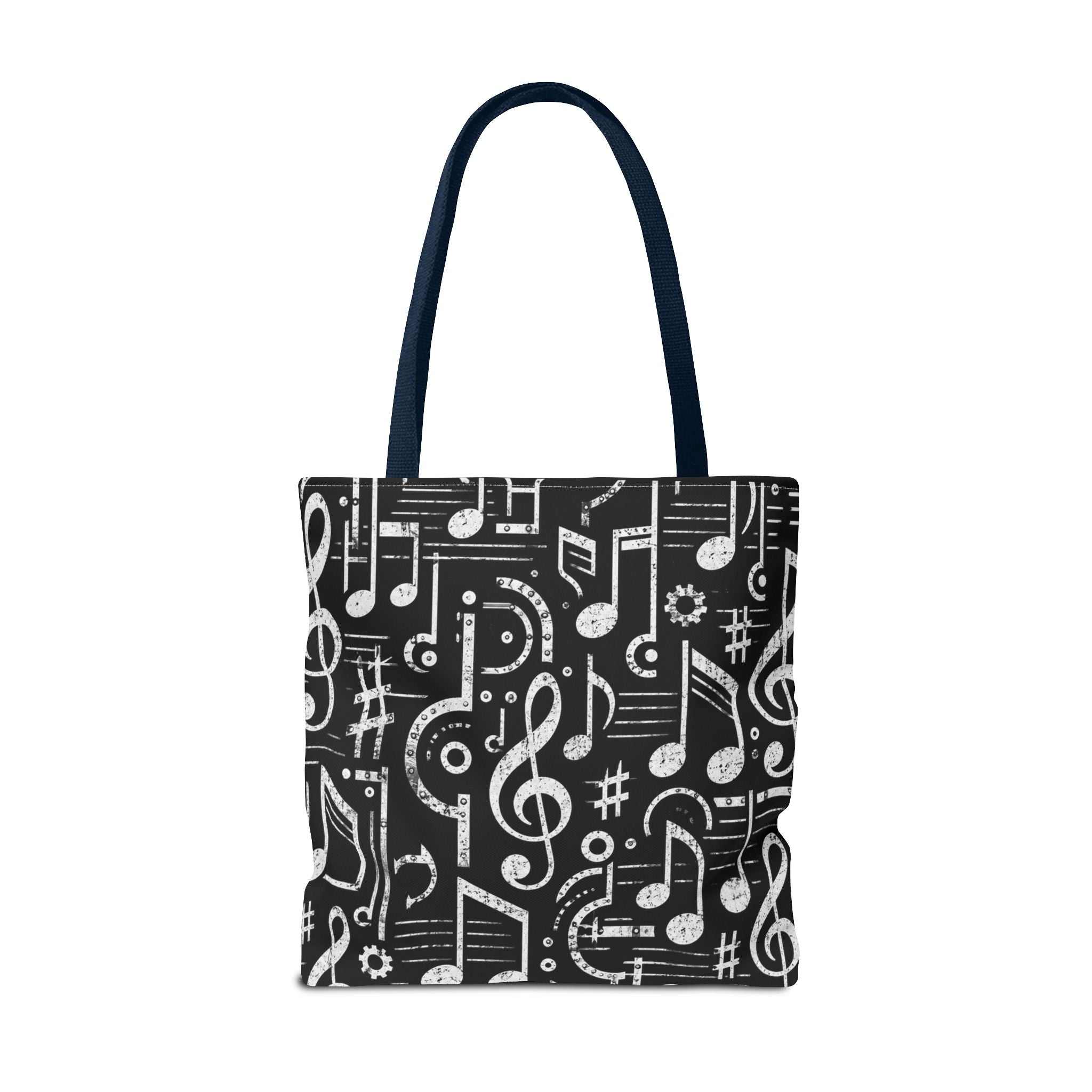 Musical Notes Pattern Tote Bag – Black & White Music Lover AOP Tote