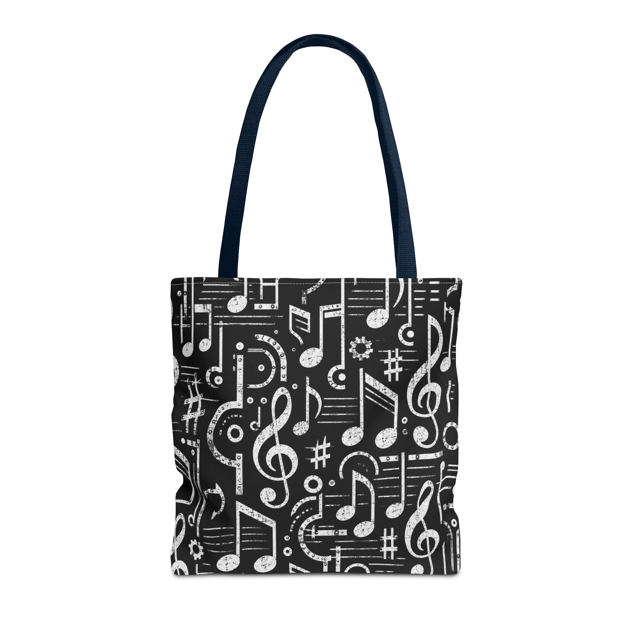 Musical Notes Pattern Tote Bag – Black & White Music Lover AOP Tote