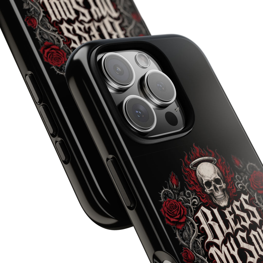 Bless My Soul Rock and Roll Phone Case — Gothic Skull & Roses Tough Case